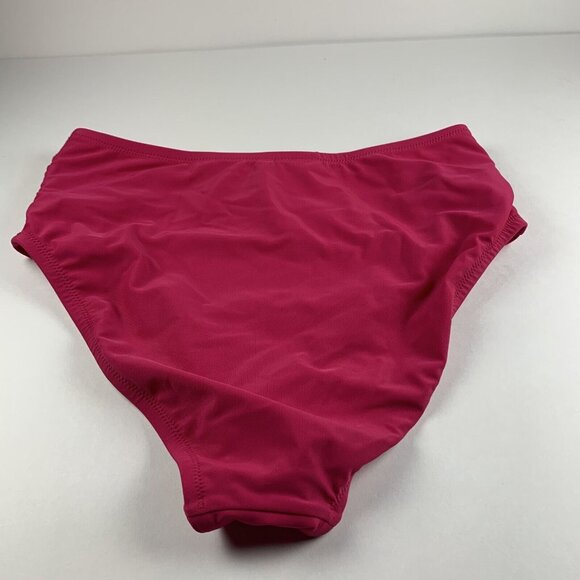 Bar III Shirred High-Rise Bikini Bottom Women Medium Ruby Red Separates Swimwear - Picture 2 of 6